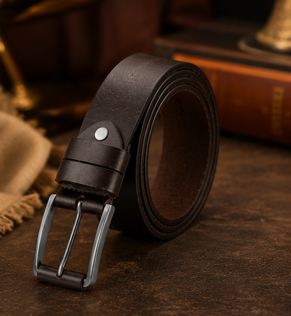 Monarzo Legacy dark brown genuine leather classic belt for men