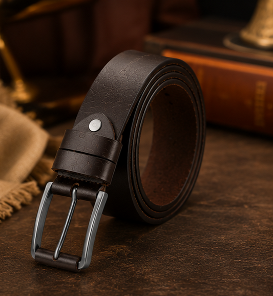 Monarzo Legacy dark brown genuine leather classic belt for men