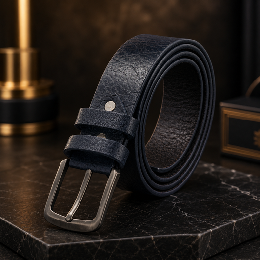 Monarzo Titan black textured genuine leather casual belt for men