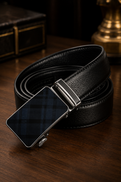 Monarzo Vanguard auto lock belt worn with formal trousers