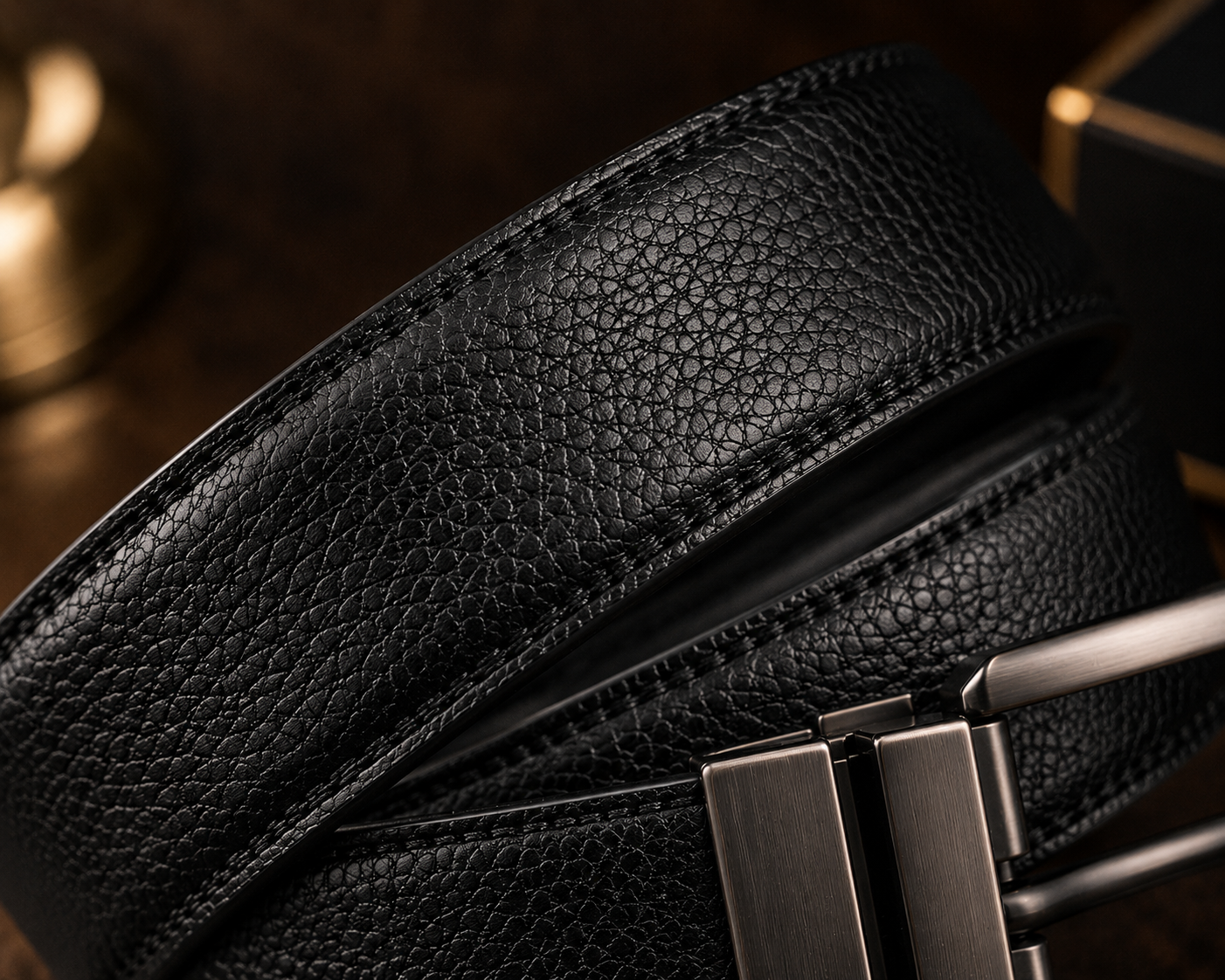 Premium 2 in 1 reversible black leather belt for office and formal wear